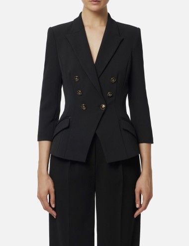 Jacket in double layer crêpe black