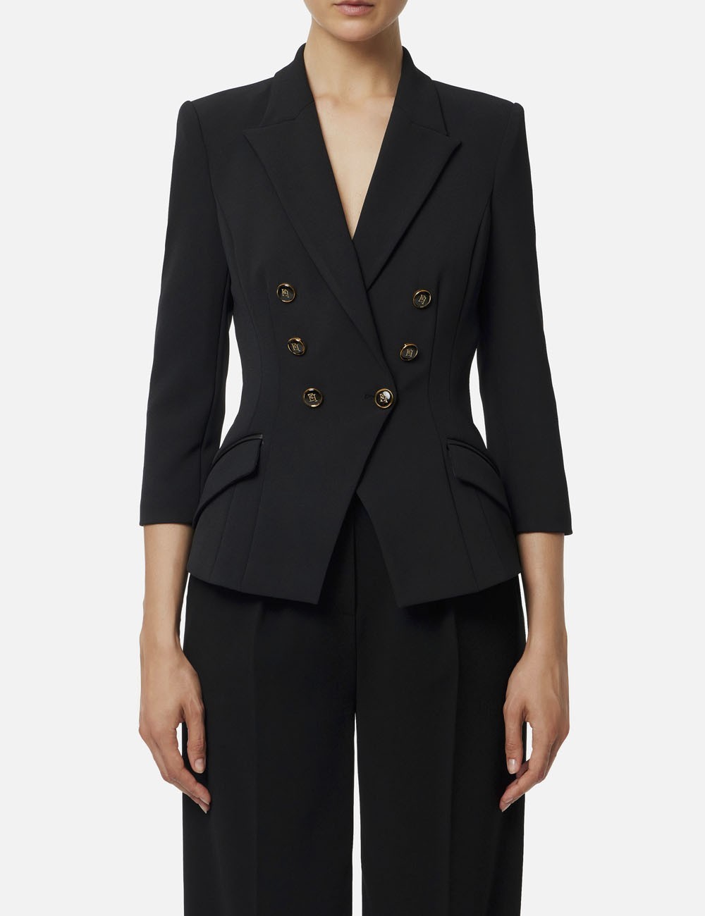 Jacket in double layer crêpe black
