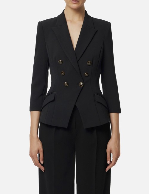 Jacket in double layer crêpe black