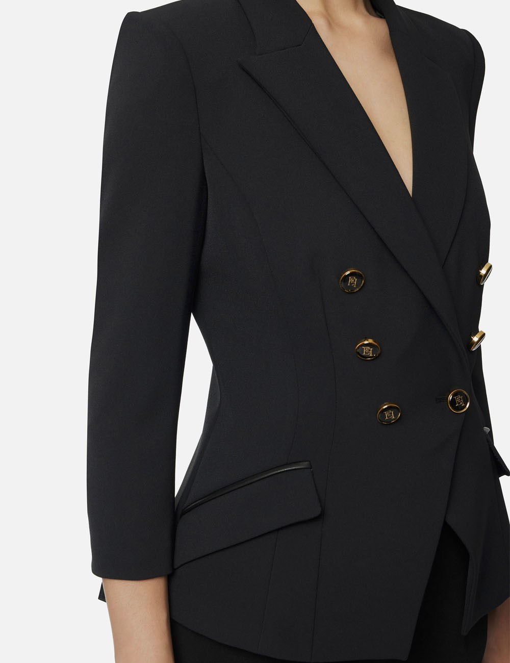 Jacket in double layer crêpe black