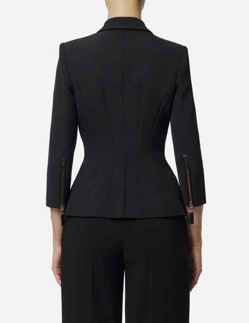 Jacket in double layer crêpe black