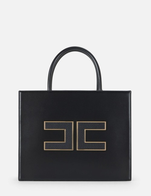 Large tote bag with logo black