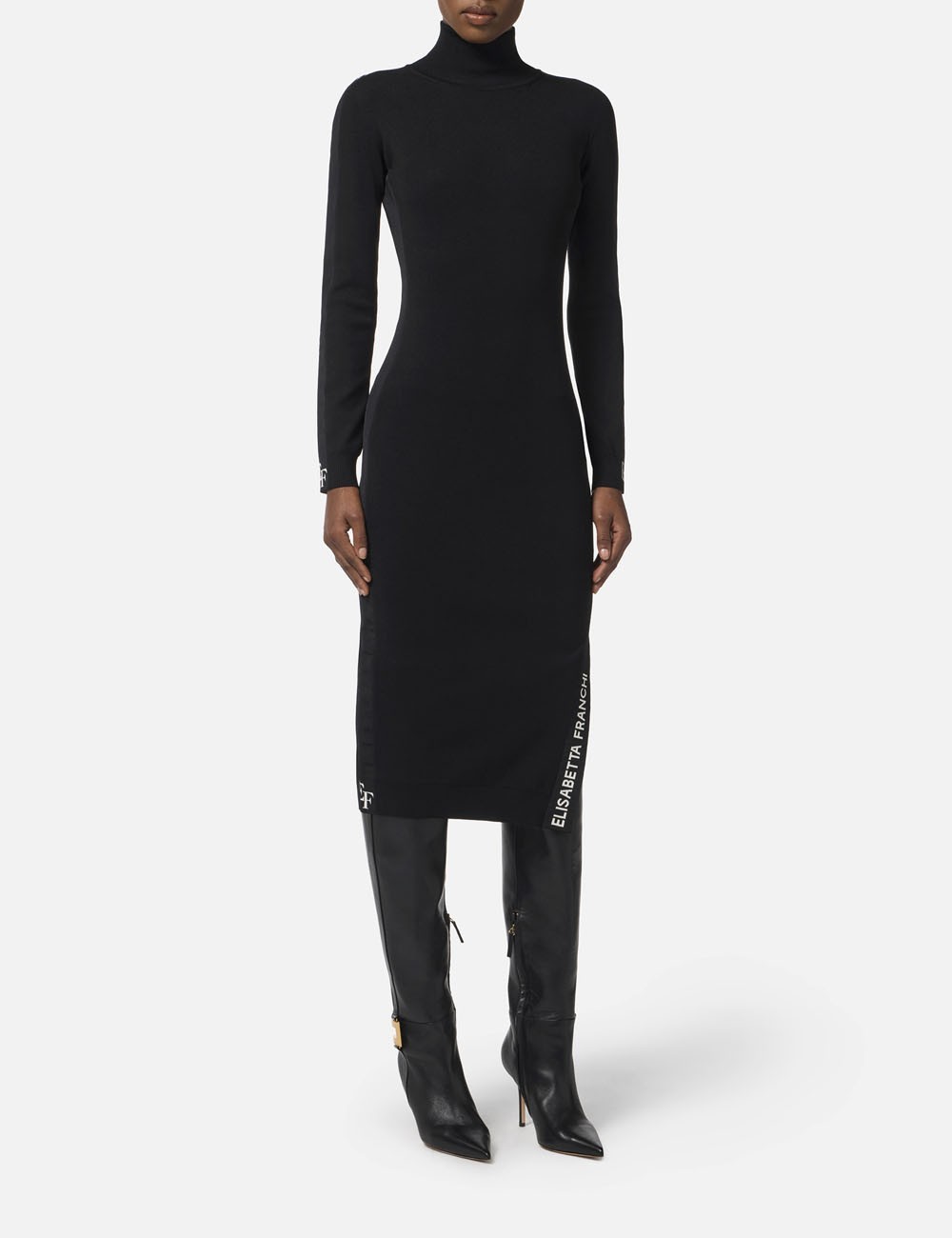 Viscose dress with shiny bands black milk