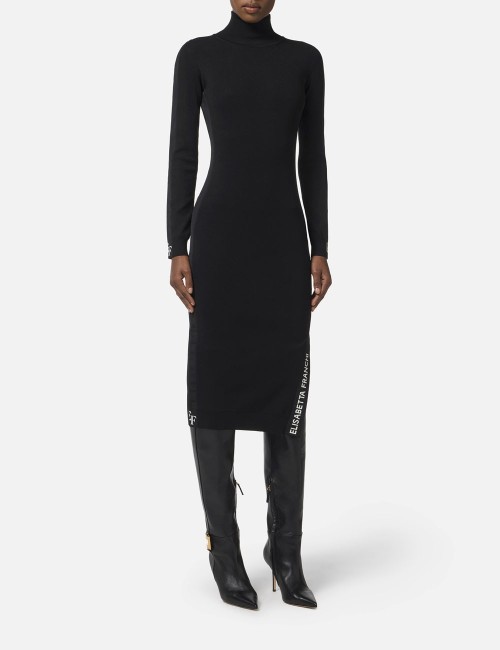 Viscose dress with shiny bands black milk