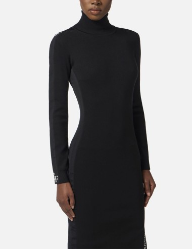 Viscose dress with shiny bands black milk
