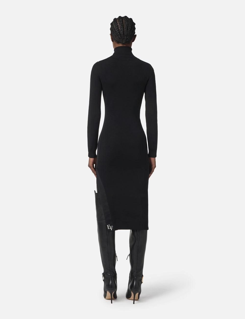 Viscose dress with shiny bands black milk