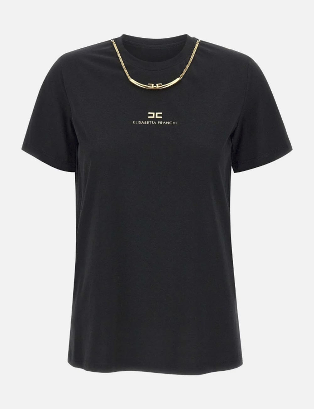 T-shirt in jersey di cotone con collana nera