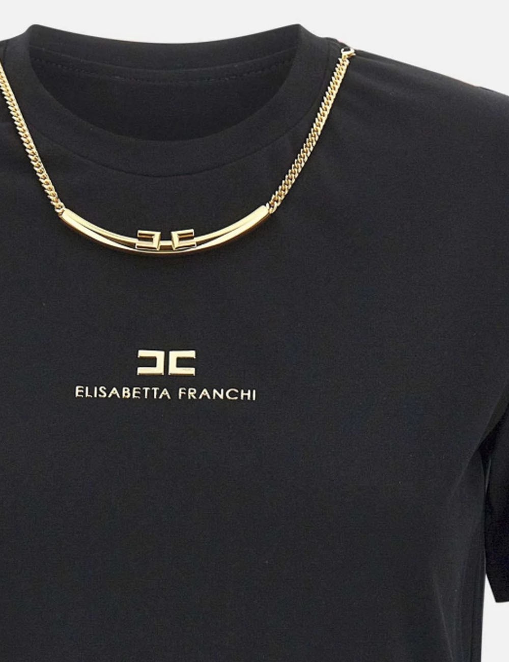 T-shirt in jersey di cotone con collana nera