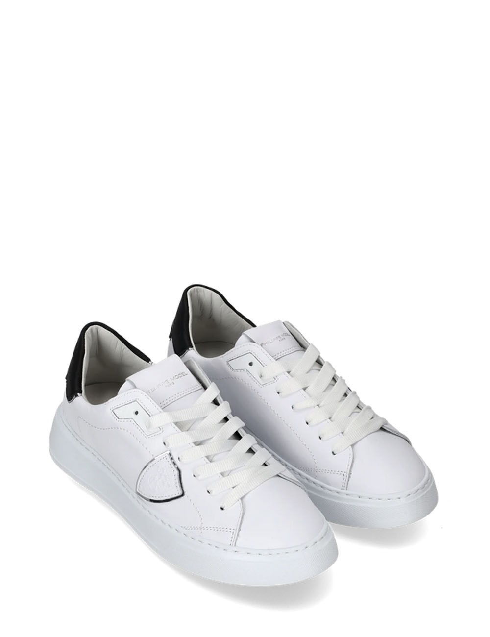 Temple Low-Top Sneakers in Leather White Black