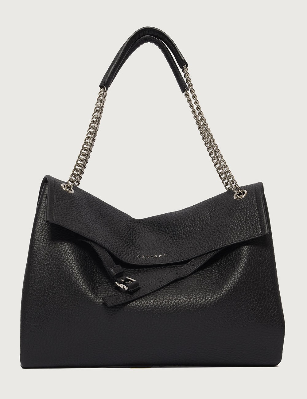 Borsa Venus Soft Midi a spalla in pelle martellata nera