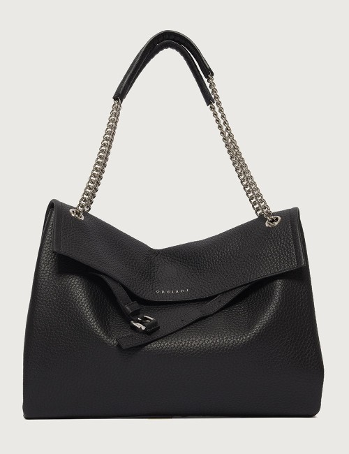Venus Soft Midi grained leather shoulder bag black