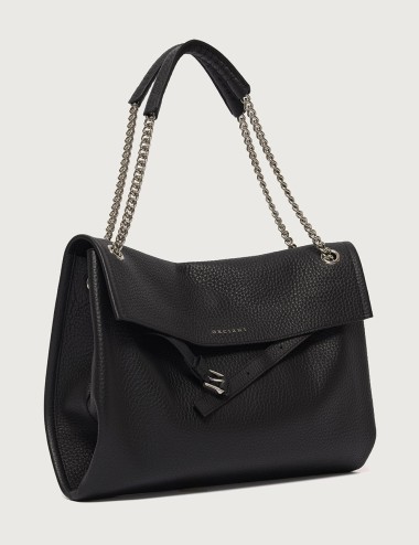 Venus Soft Midi grained leather shoulder bag black