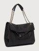 Borsa Venus Soft Midi a spalla in pelle martellata nera