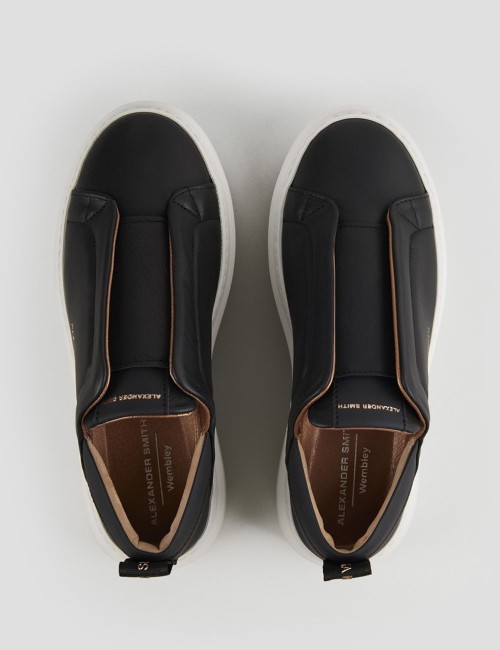 Sneakers Wembley Slip-on Donna in pelle nera