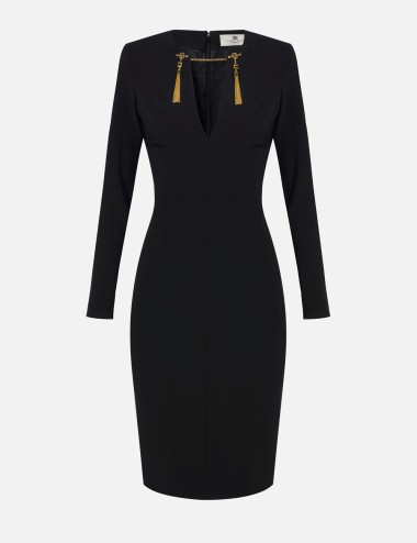 Dress in lightweight crêpe fabric with jewel chain black