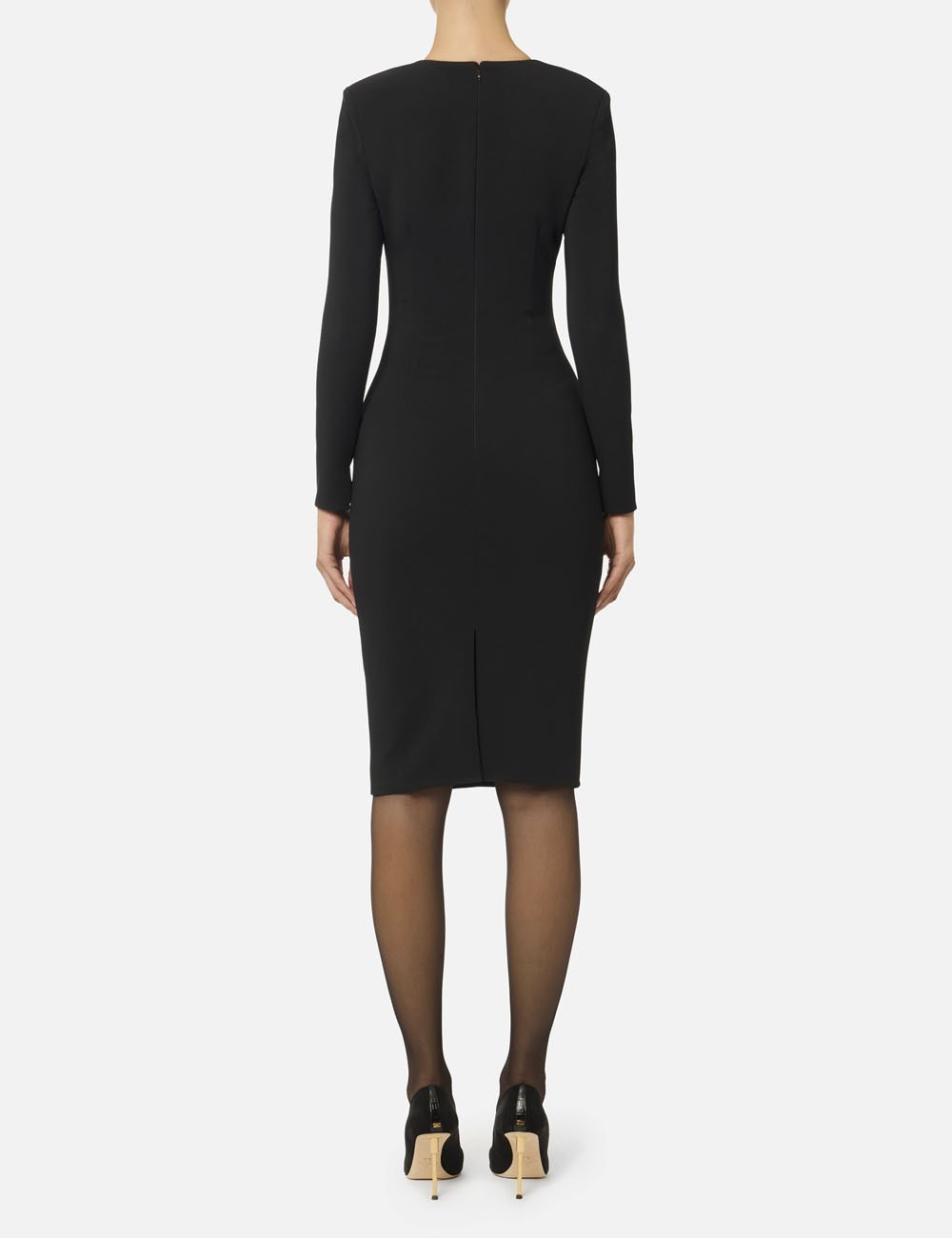 Dress in lightweight crêpe fabric with jewel chain black