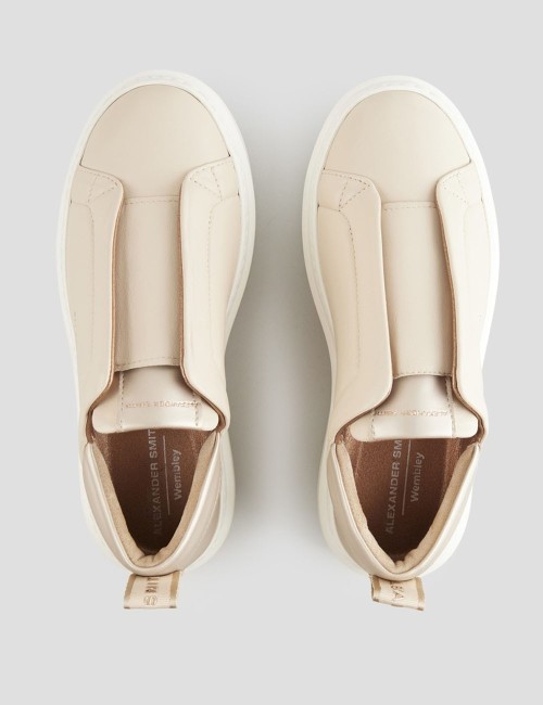 Sneakers Wembley Slip-on Woman in nude leather