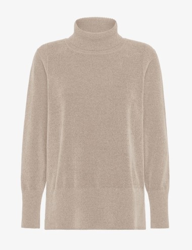 Velvet Vent Turtleneck Wom Knit cream
