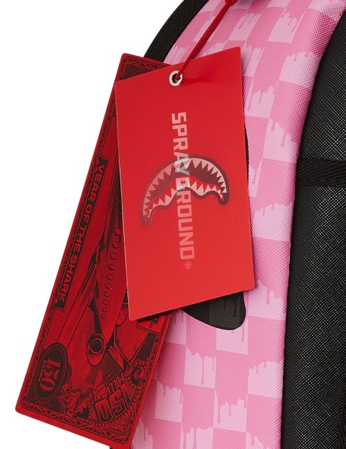 Zaino Pink And Black Drip Check Backpack