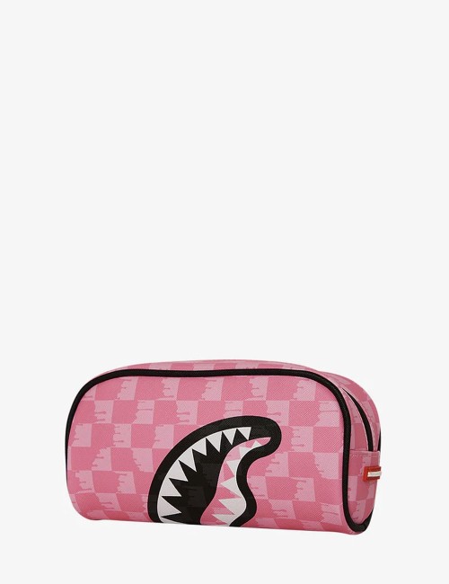Pochette pink and black drip check clutch