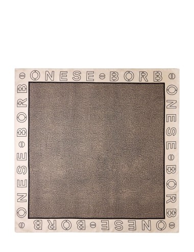 Foulard in seta con logo sui bordi CREAM/OP NATURALE