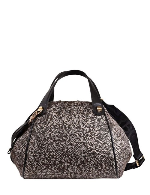 Borsa a Mano con Tracolla Borbonese Marie Op Natural/Black