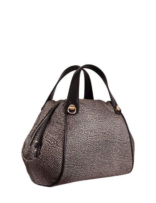 Borsa a Mano con Tracolla Borbonese Marie Op Natural/Black