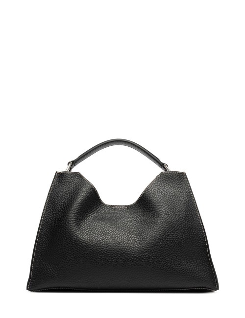 Borsa a tracolla in pelle AURORA NERO-CASTORO