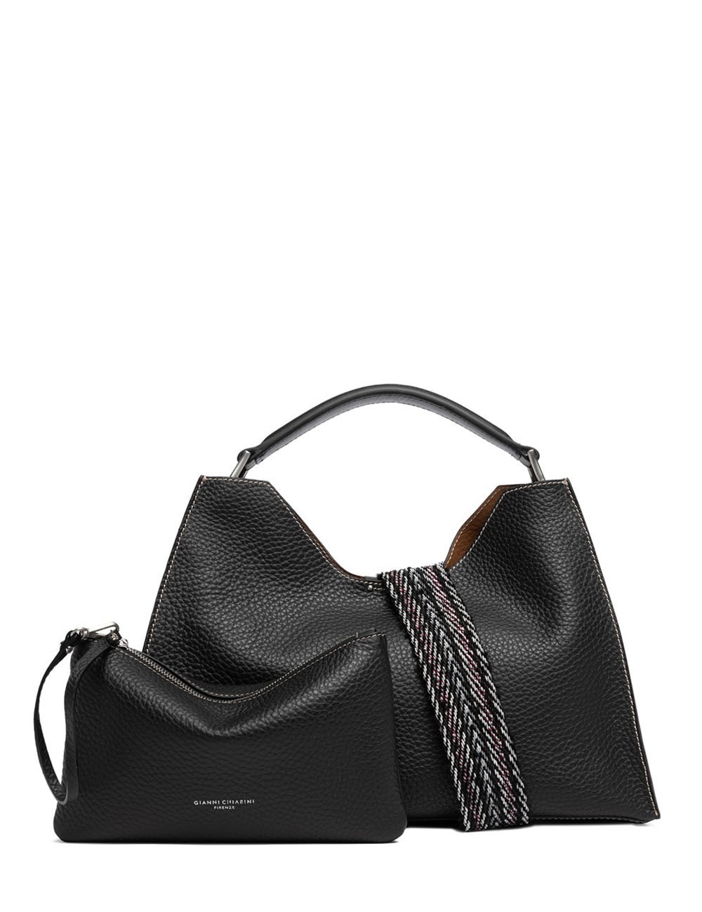 Borsa a tracolla in pelle AURORA NERO-CASTORO