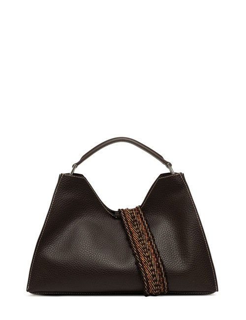 Cross-body leather AURORA ESPRESSO-CASTORO