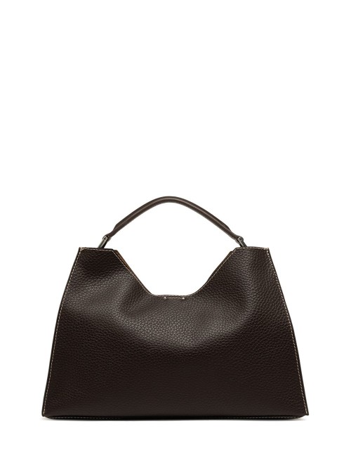 Cross-body leather AURORA ESPRESSO-CASTORO