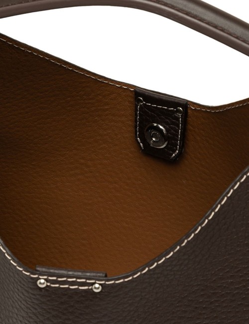 Cross-body leather AURORA ESPRESSO-CASTORO