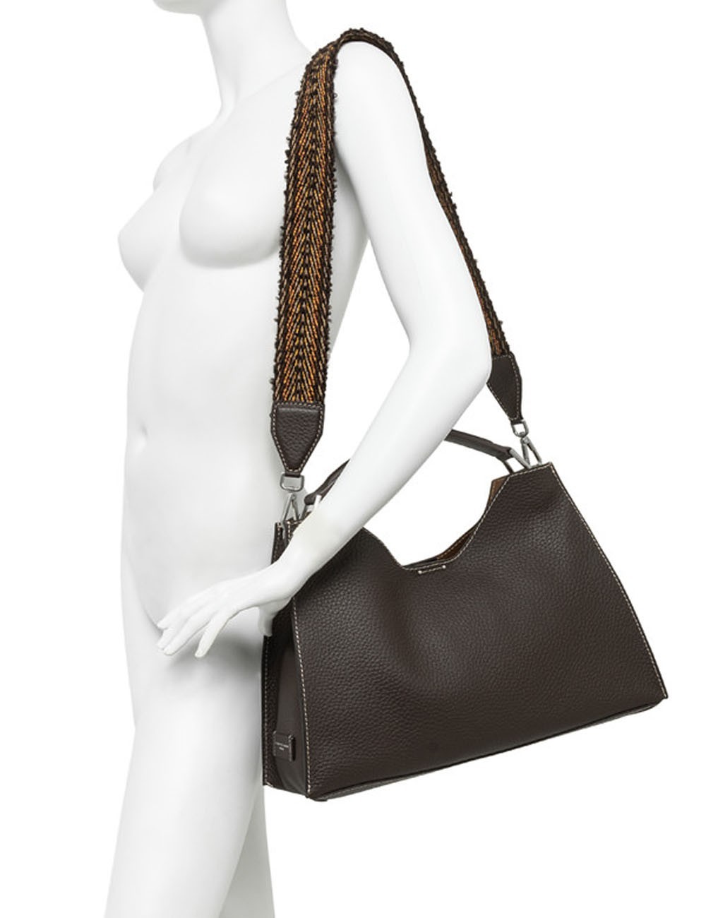 Cross-body leather AURORA ESPRESSO-CASTORO