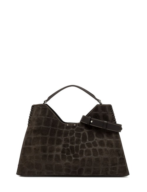 Cross-body in suede AURORA ESPRESSO