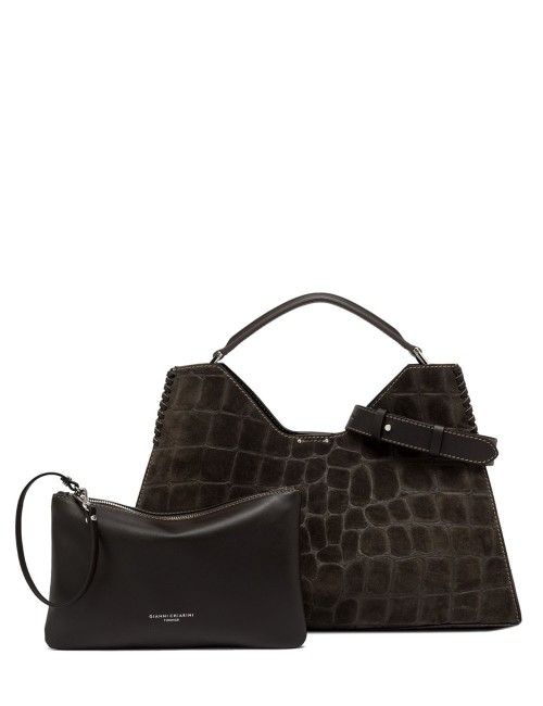 Cross-body in suede AURORA ESPRESSO