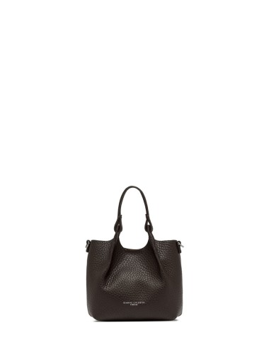 Mini cross-body bag in leather DUA ESPRESSO-CASTORO