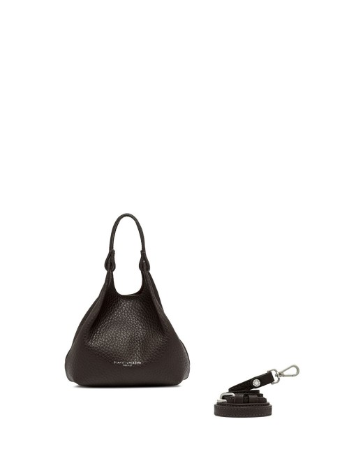 Mini cross-body bag in leather DUA ESPRESSO-CASTORO