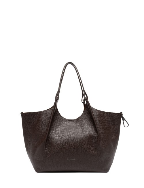 Big shoulder bag in leather DUA ESPRESSO-CASTORO
