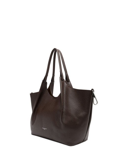 Big shoulder bag in leather DUA ESPRESSO-CASTORO