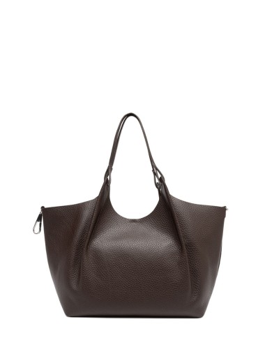 Big shoulder bag in leather DUA ESPRESSO-CASTORO
