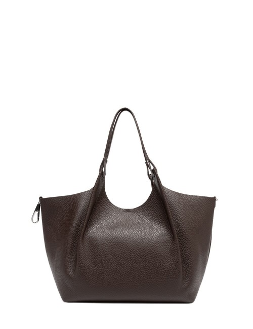 Big shoulder bag in leather DUA ESPRESSO-CASTORO