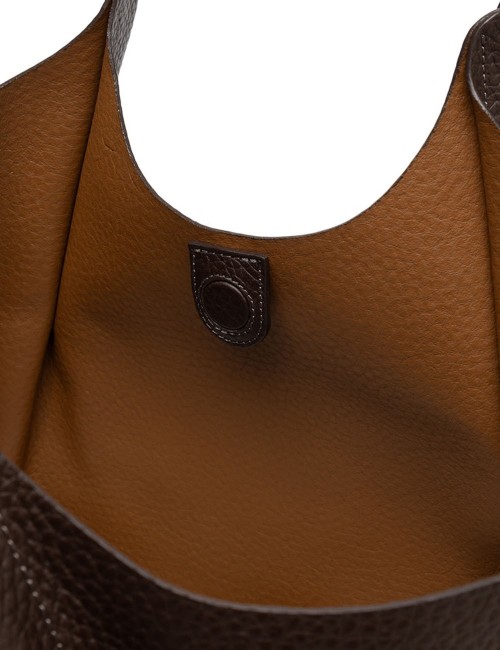 Big shoulder bag in leather DUA ESPRESSO-CASTORO