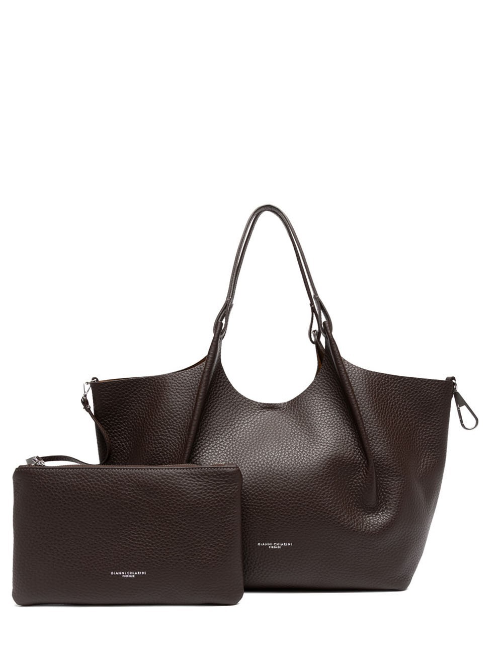 Big shoulder bag in leather DUA ESPRESSO-CASTORO