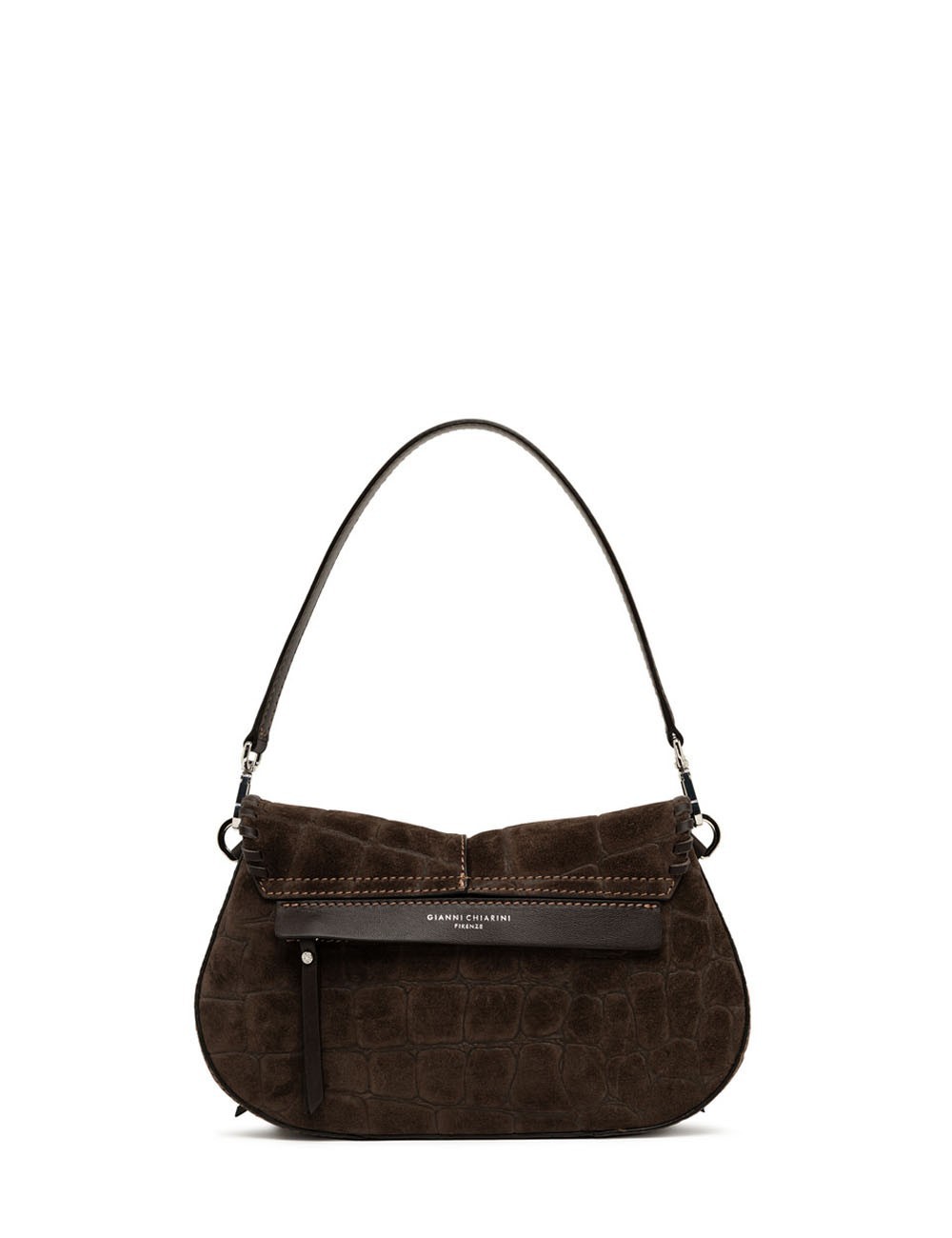 Cross-body bag in suede HELENA ROUND ESPRESSO
