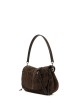 Cross-body bag in suede HELENA ROUND ESPRESSO
