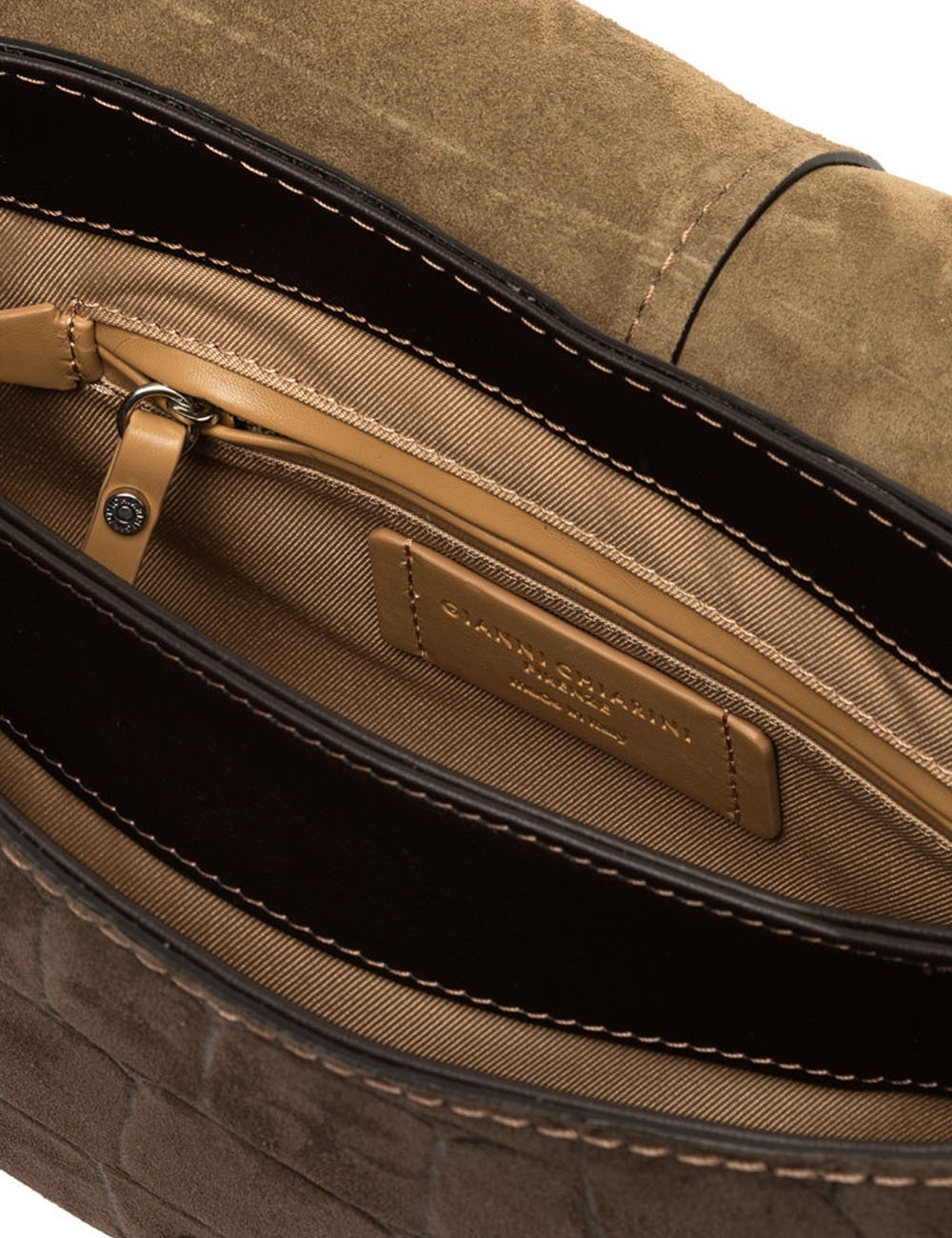 Cross-body bag in suede HELENA ROUND ESPRESSO