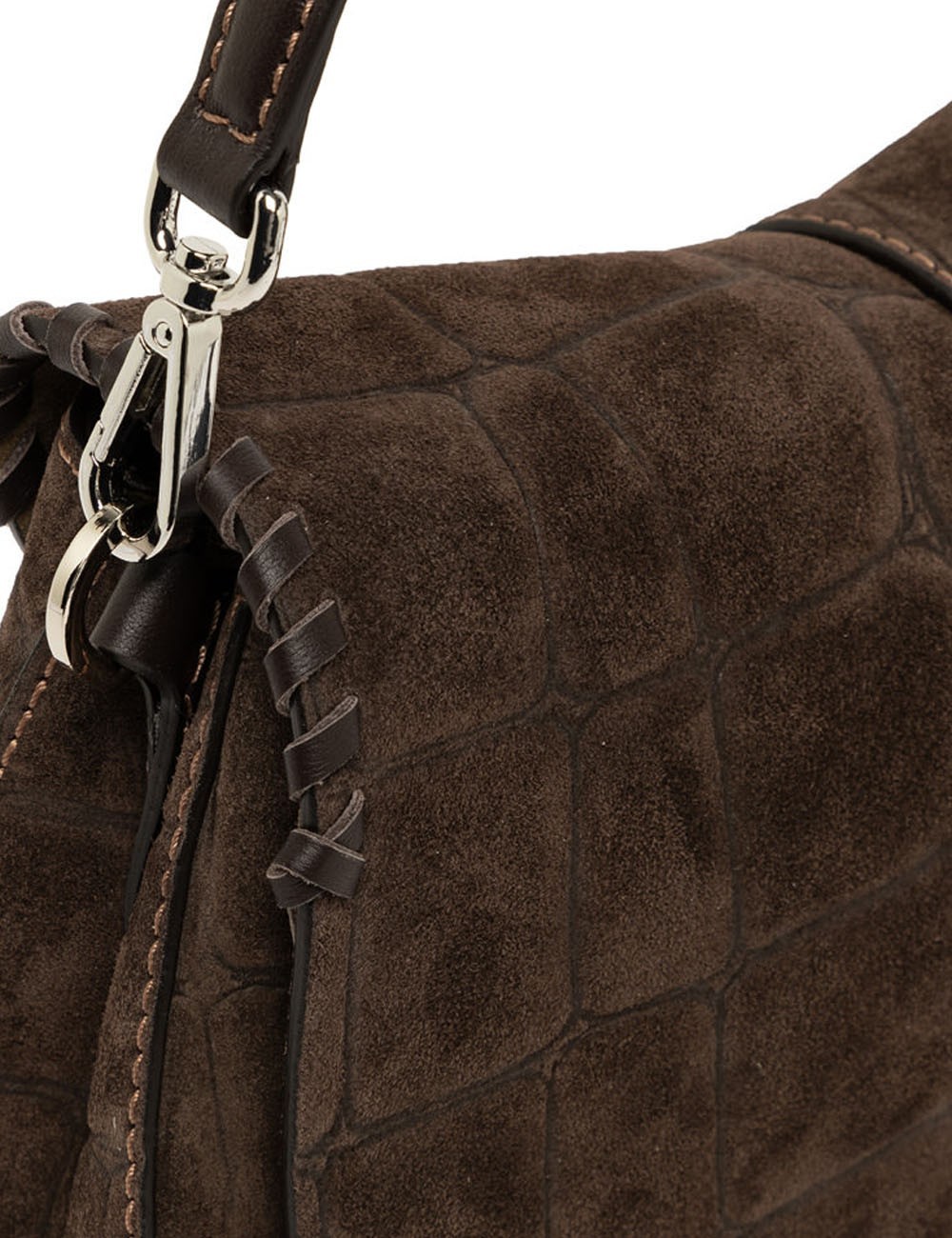 Cross-body bag in suede HELENA ROUND ESPRESSO