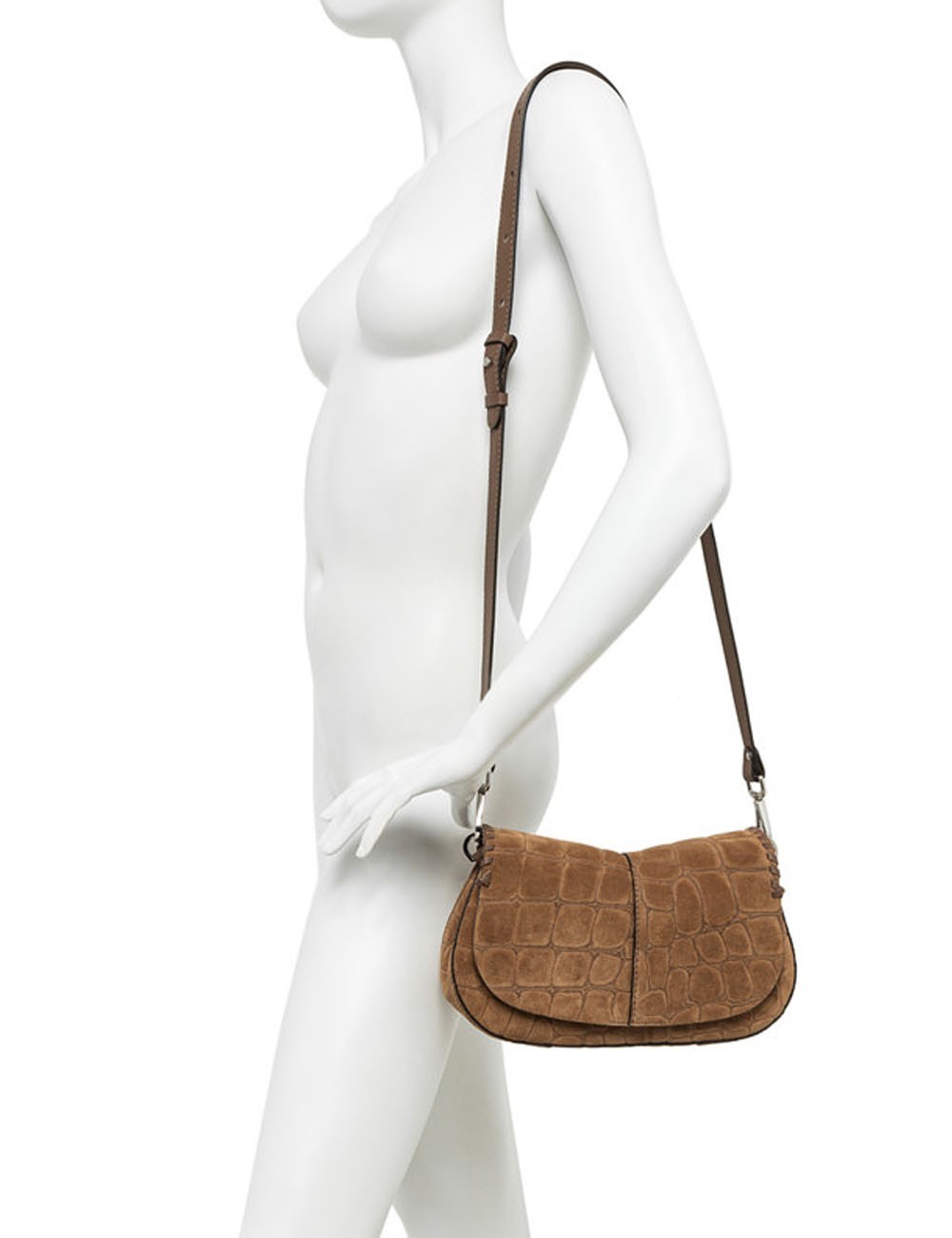 Cross-body bag in suede HELENA ROUND ESPRESSO