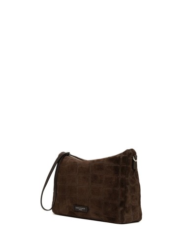 Borsa media a tracolla scamosciata NORA POUCH ESPRESSO