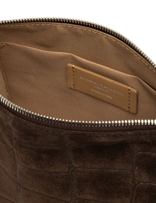 Borsa media a tracolla scamosciata NORA POUCH ESPRESSO